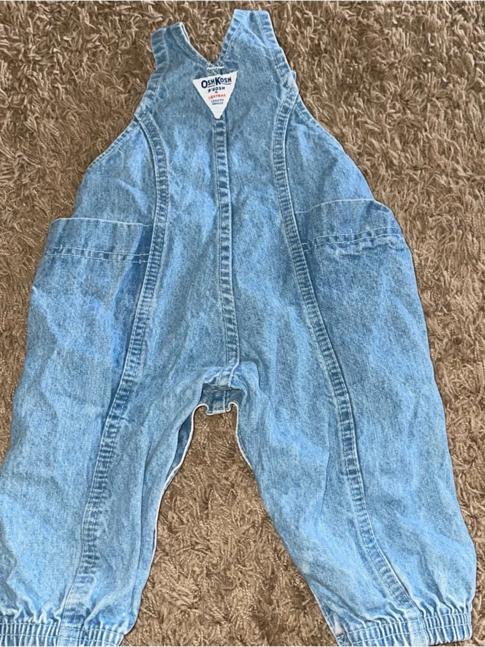 VNTGE USA MADE OshKosh B'gosh VestBak Denim Overalls with Red Logo Patch 6/9MNTH